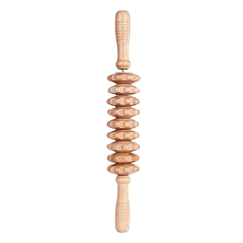 AUREKO natural wood disc body massage roller